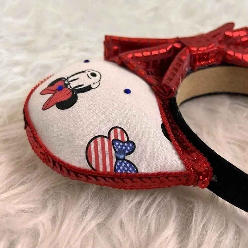 Minnie Mouse Retro Ears Headband with Bow Handmade Fits Adult or Tween Disney